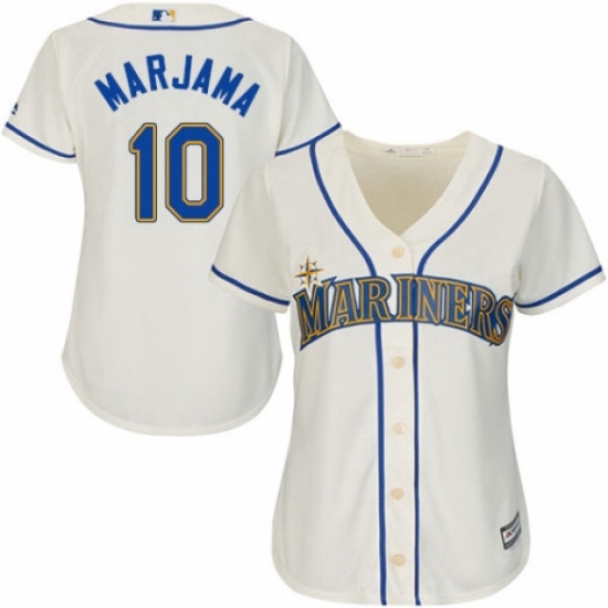 Womens Majestic Seattle Mariners 10 Mike Marjama Authentic Cream Alternate Cool Base MLB Jersey