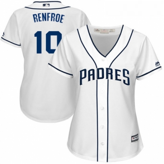 Womens Majestic San Diego Padres 10 Hunter Renfroe Authentic White Home Cool Base MLB Jersey