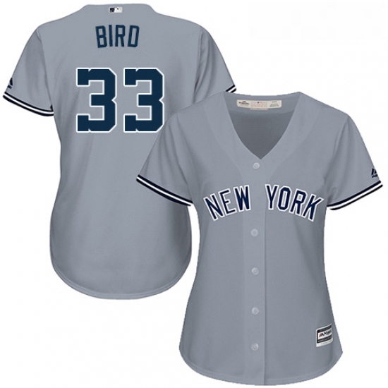 Womens Majestic New York Yankees 33 Greg Bird Replica Grey Road MLB Jersey