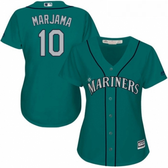 Womens Majestic Seattle Mariners 10 Mike Marjama Authentic Teal Green Alternate Cool Base MLB Jersey