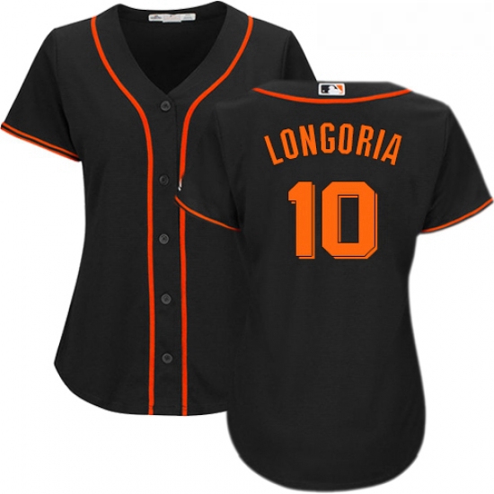 Womens Majestic San Francisco Giants 10 Evan Longoria Authentic Black Alternate Cool Base MLB Jersey