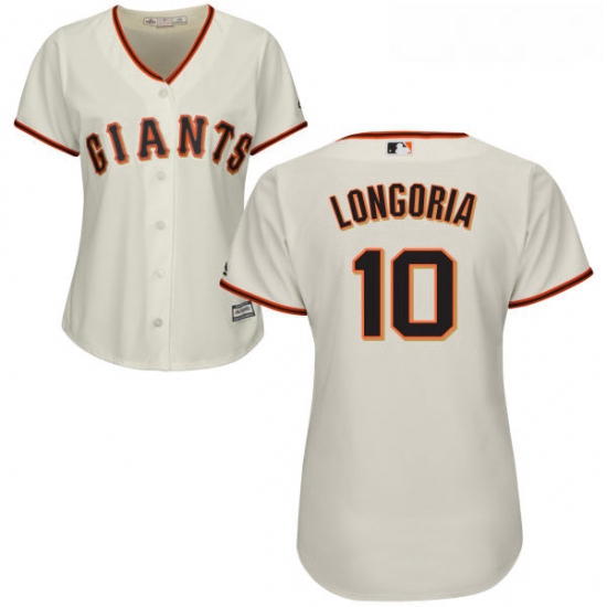 Womens Majestic San Francisco Giants 10 Evan Longoria Authentic Cream Home Cool Base MLB Jersey