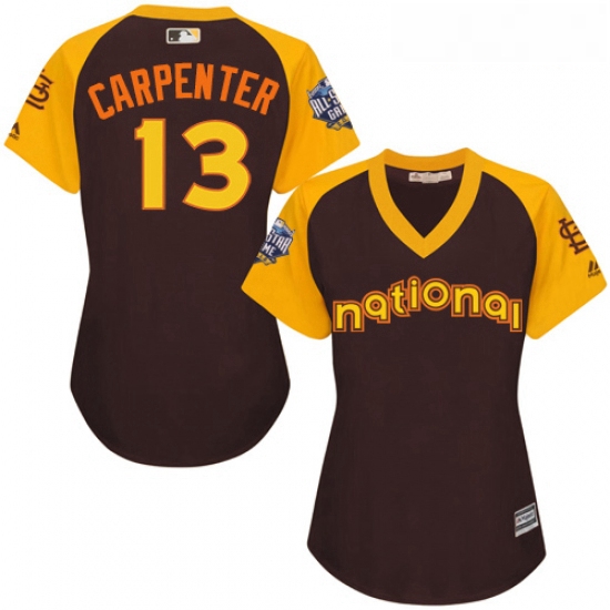 Womens Majestic St Louis Cardinals 13 Matt Carpenter Authentic Brown 2016 All Star National League B