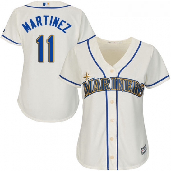 Womens Majestic Seattle Mariners 11 Edgar Martinez Authentic Cream Alternate Cool Base MLB Jersey