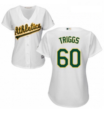 Womens Majestic Oakland Athletics 60 Andrew Triggs Authentic White Home Cool Base MLB Jersey