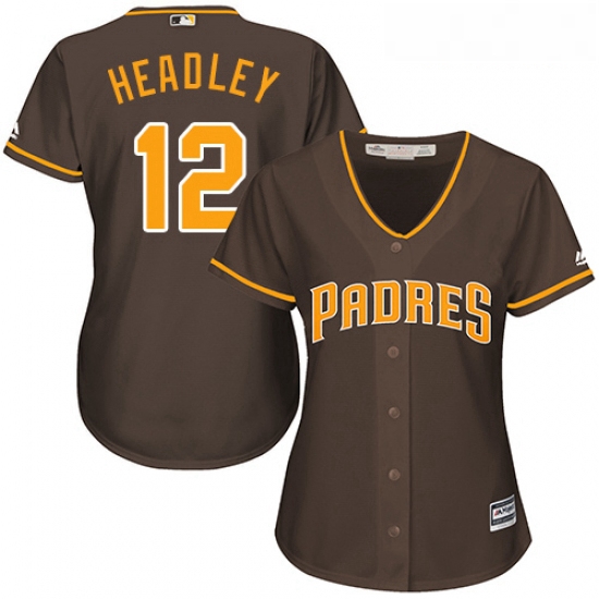 Womens Majestic San Diego Padres 12 Chase Headley Authentic Brown Alternate Cool Base MLB Jersey