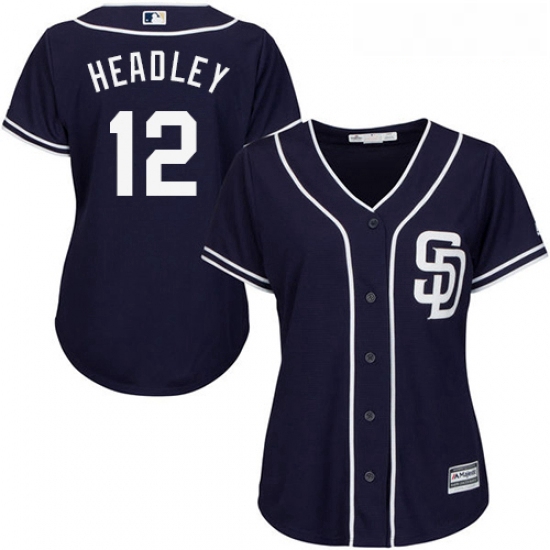 Womens Majestic San Diego Padres 12 Chase Headley Authentic Navy Blue Alternate 1 Cool Base MLB Jers