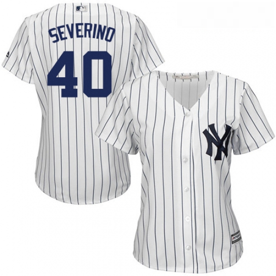 Womens Majestic New York Yankees 40 Luis Severino Replica White Home MLB Jersey