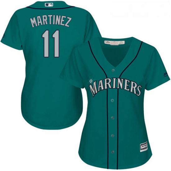 Womens Majestic Seattle Mariners 11 Edgar Martinez Authentic Teal Green Alternate Cool Base MLB Jers