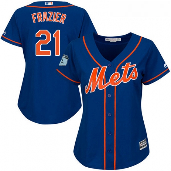 Womens Majestic New York Mets 21 Todd Frazier Authentic Royal Blue Alternate Home Cool Base MLB Jers