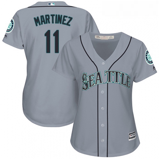 Womens Majestic Seattle Mariners 11 Edgar Martinez Replica Grey Road Cool Base MLB Jersey