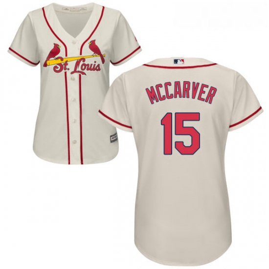 Womens Majestic St Louis Cardinals 15 Tim McCarver Replica Cream Alternate Cool Base MLB Jersey