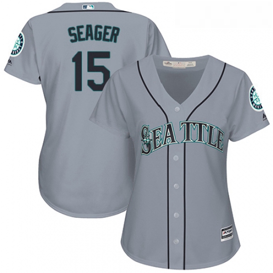 Womens Majestic Seattle Mariners 15 Kyle Seager Replica Grey Road Cool Base MLB Jersey