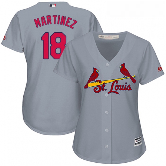 Womens Majestic St Louis Cardinals 18 Carlos Martinez Authentic Grey Road Cool Base MLB Jersey