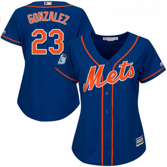 Womens Majestic New York Mets 23 Adrian Gonzalez Replica Royal Blue Alternate Home Cool Base MLB Jer