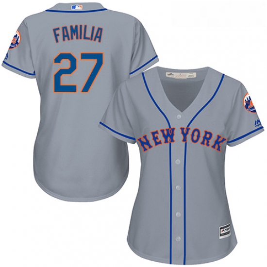 Womens Majestic New York Mets 27 Jeurys Familia Authentic Grey Road Cool Base MLB Jersey