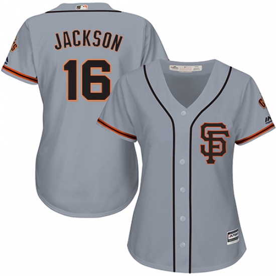 Womens Majestic San Francisco Giants 16 Austin Jackson Authentic Grey Road 2 Cool Base MLB Jersey