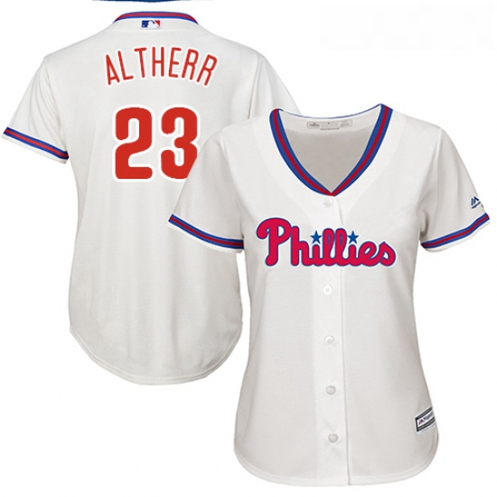 Womens Majestic Philadelphia Phillies 23 Aaron Altherr Authentic Cream Alternate Cool Base MLB Jerse