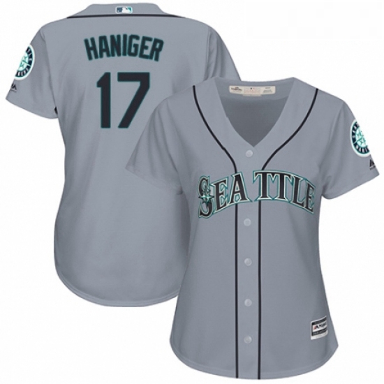 Womens Majestic Seattle Mariners 17 Mitch Haniger Replica Grey Road Cool Base MLB Jersey