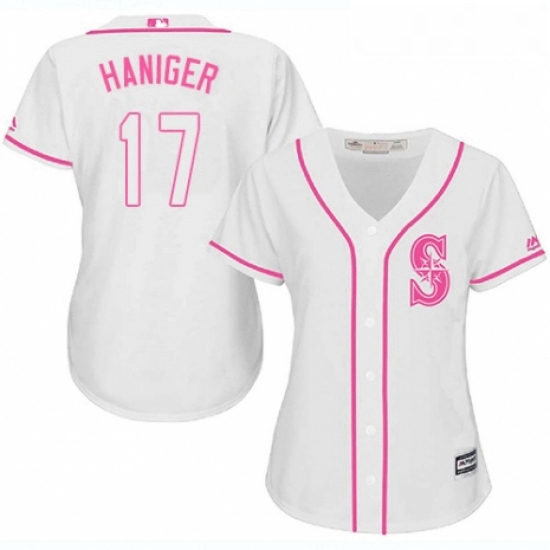 Womens Majestic Seattle Mariners 17 Mitch Haniger Replica White Fashion Cool Base MLB Jersey