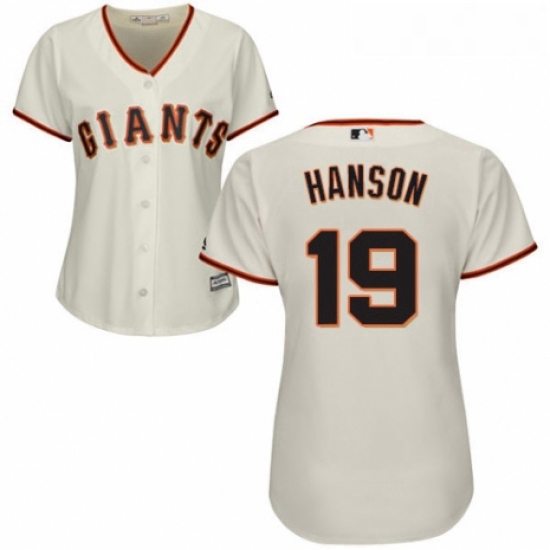 Womens Majestic San Francisco Giants 19 Alen Hanson Authentic Cream Home Cool Base MLB Jersey