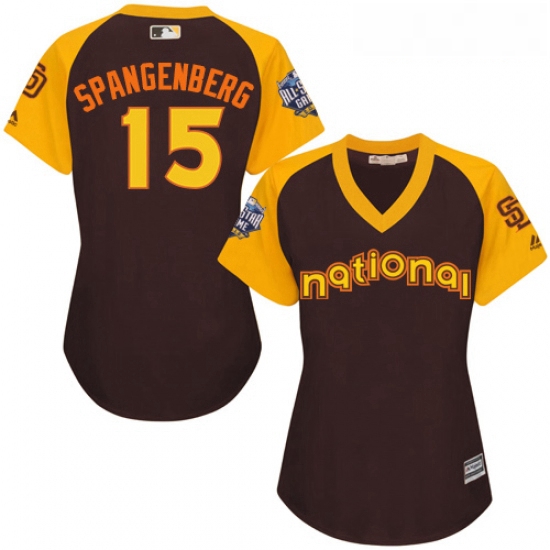 Womens Majestic San Diego Padres 15 Cory Spangenberg Authentic Brown 2016 All Star National League B