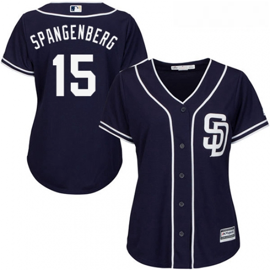 Womens Majestic San Diego Padres 15 Cory Spangenberg Authentic Navy Blue Alternate 1 Cool Base MLB J