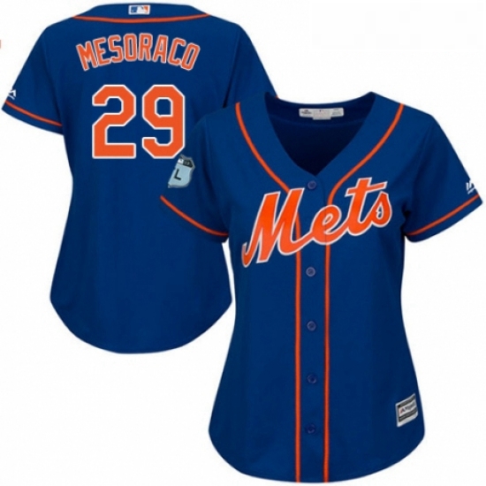 Womens Majestic New York Mets 29 Devin Mesoraco Authentic Royal Blue Alternate Home Cool Base MLB Je