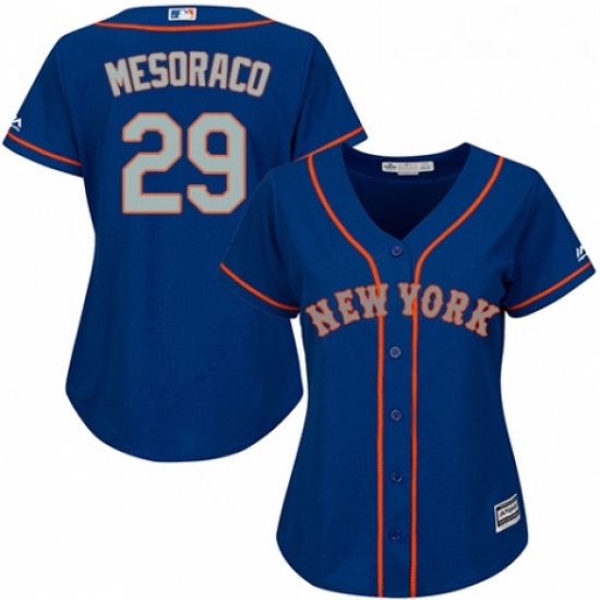 Womens Majestic New York Mets 29 Devin Mesoraco Authentic Royal Blue Alternate Road Cool Base MLB Je