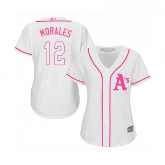 Womens Oakland Athletics 12 Kendrys Morales Replica White Fashion Cool Base Baseball Jersey