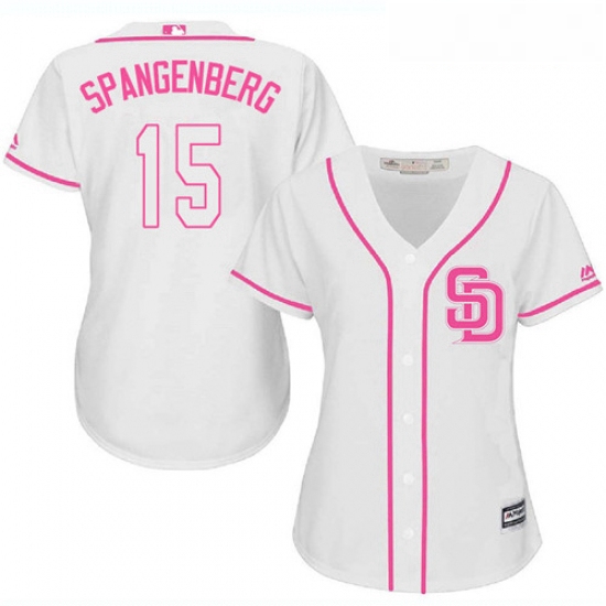 Womens Majestic San Diego Padres 15 Cory Spangenberg Replica White Fashion Cool Base MLB Jersey