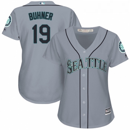 Womens Majestic Seattle Mariners 19 Jay Buhner Authentic Grey Road Cool Base MLB Jersey