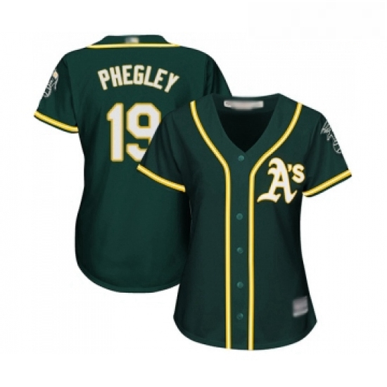 Womens Oakland Athletics 19 Josh Phegley Replica Green Alternate 1 Cool Base Baseball Jersey