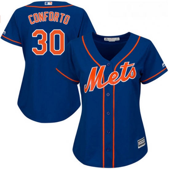 Womens Majestic New York Mets 30 Michael Conforto Authentic Royal Blue Alternate Home Cool Base MLB 