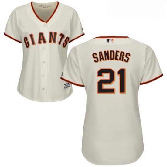 Womens Majestic San Francisco Giants 21 Deion Sanders Authentic Cream Home Cool Base MLB Jersey