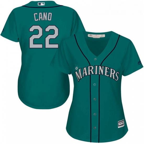 Womens Majestic Seattle Mariners 22 Robinson Cano Authentic Teal Green Alternate Cool Base MLB Jerse