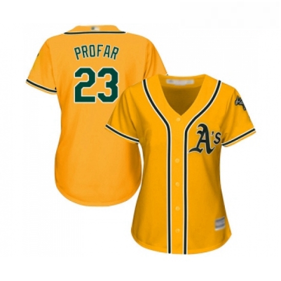 Womens Oakland Athletics 23 Jurickson Profar Replica Gold Alternate 2 Cool Base Baseball Jersey