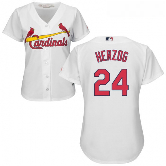 Womens Majestic St Louis Cardinals 24 Whitey Herzog Replica Whit