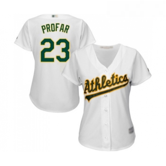 Womens Oakland Athletics 23 Jurickson Profar Replica White Home Cool Base Baseball Jersey