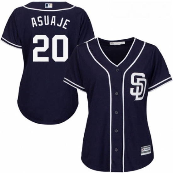 Womens Majestic San Diego Padres 20 Carlos Asuaje Authentic Navy Blue Alternate 1 Cool Base MLB Jers