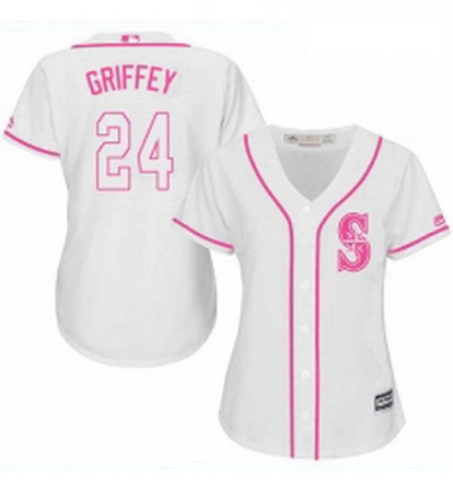 Womens Majestic Seattle Mariners 24 Ken Griffey Replica White Fashion Cool Base MLB Jersey