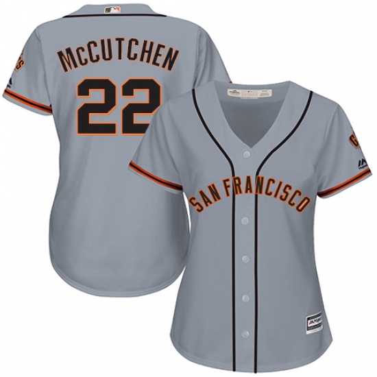 Womens Majestic San Francisco Giants 22 Andrew McCutchen Replica Grey Road Cool Base MLB Jersey