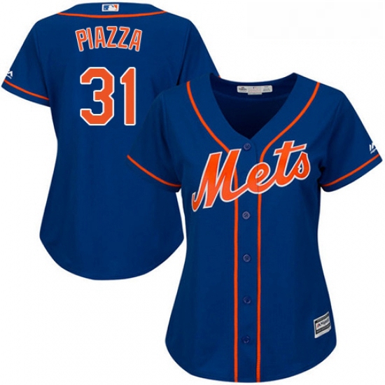 Womens Majestic New York Mets 31 Mike Piazza Authentic Royal Blue Alternate Home Cool Base MLB Jerse