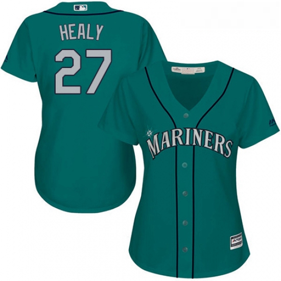 Womens Majestic Seattle Mariners 27 Ryon Healy Replica Teal Green Alternate Cool Base MLB Jersey