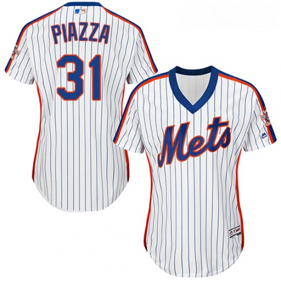 Womens Majestic New York Mets 31 Mike Piazza Authentic White Alternate Cool Base MLB Jersey