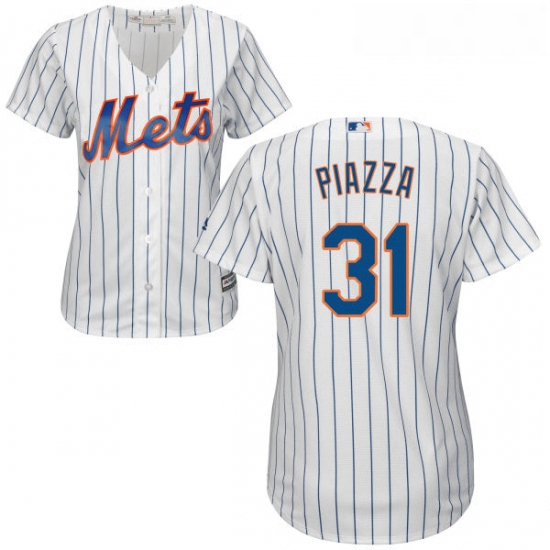 Womens Majestic New York Mets 31 Mike Piazza Authentic White Hom