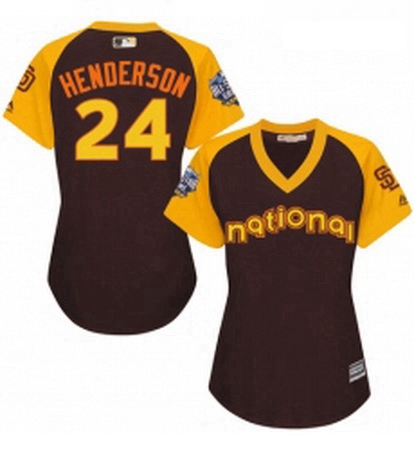 Womens Majestic San Diego Padres 24 Rickey Henderson Authentic Brown 2016 All Star National League B