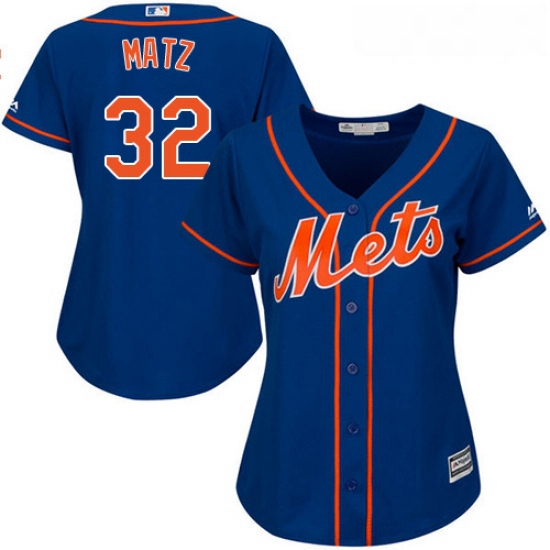 Womens Majestic New York Mets 32 Steven Matz Authentic Royal Blue Alternate Home Cool Base MLB Jerse