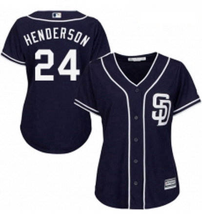 Womens Majestic San Diego Padres 24 Rickey Henderson Authentic Navy Blue Alternate 1 Cool Base MLB J