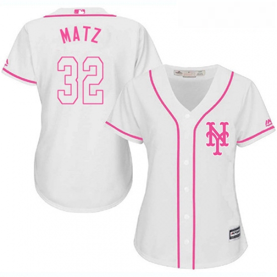 Womens Majestic New York Mets 32 Steven Matz Authentic White Fas